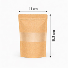 Kraft Pencereli Kilitli Doypack 11x18.5 cm 100 lü 1 Paket