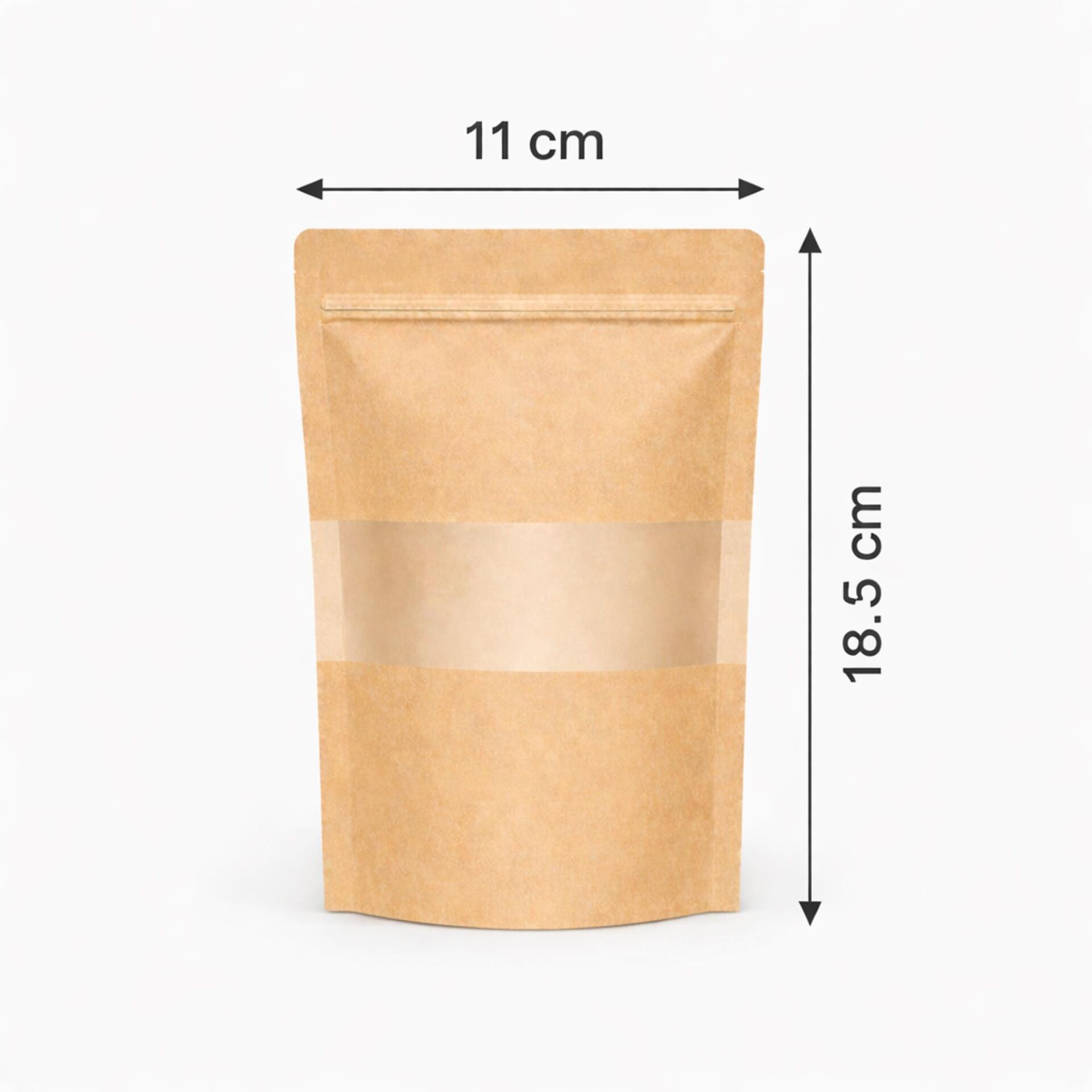 Kraft Pencereli Kilitli Doypack 11x18.5 cm 100 lü 1 Paket