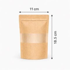 Kraft Pencereli Kilitli Doypack 11x18.5 cm 100 lü 1 Paket