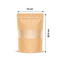 Kraft Pencereli Kilitli Doypack 13x22.5 cm 100 lü 1 Paket