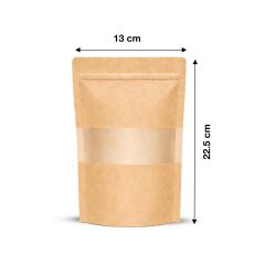 Kraft Pencereli Kilitli Doypack 13x22.5 cm 100 lü 1 Paket