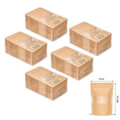 Kraft Pencereli Kilitli Doypack 13x22.5 cm 100 lü x 5 Paket