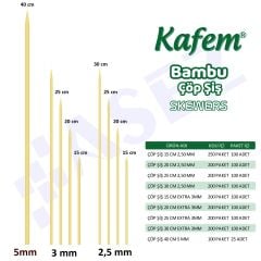Kafem Bambu Çöp Şiş 15 cm 100 Lü X 50 Paket