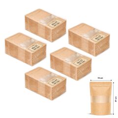 Kraft Pencereli Kilitli Doypack 16x27 cm 100 lü x 5 Paket