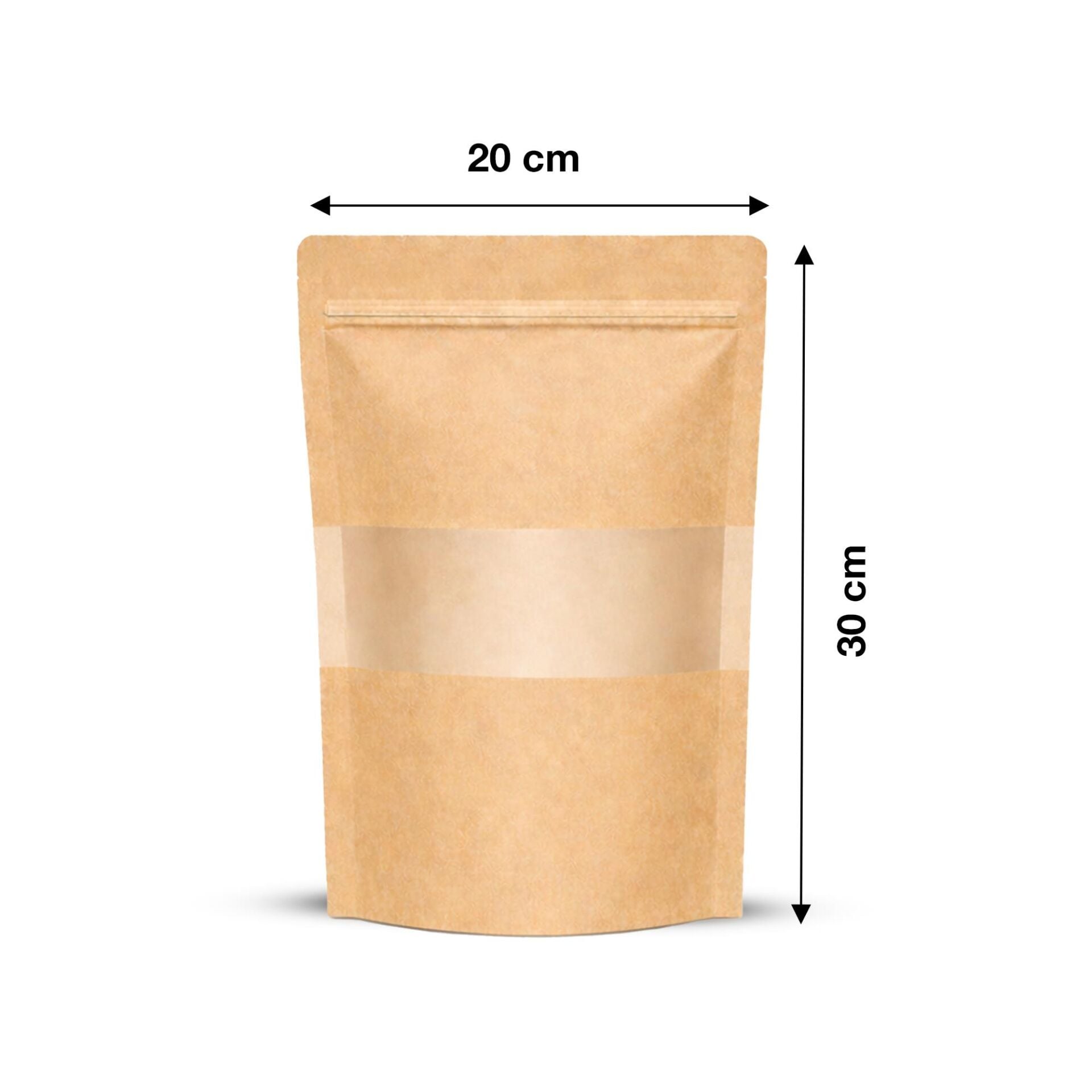 Kraft Pencereli Kilitli Doypack 20x30 cm 100 lü 1 Paket