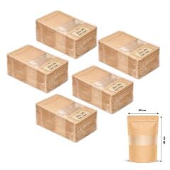 Kraft Pencereli Kilitli Doypack 20x30 cm 100 lü x 5 Paket