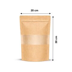 Kraft Pencereli Kilitli Doypack 20x30 cm 100 lü x 5 Paket