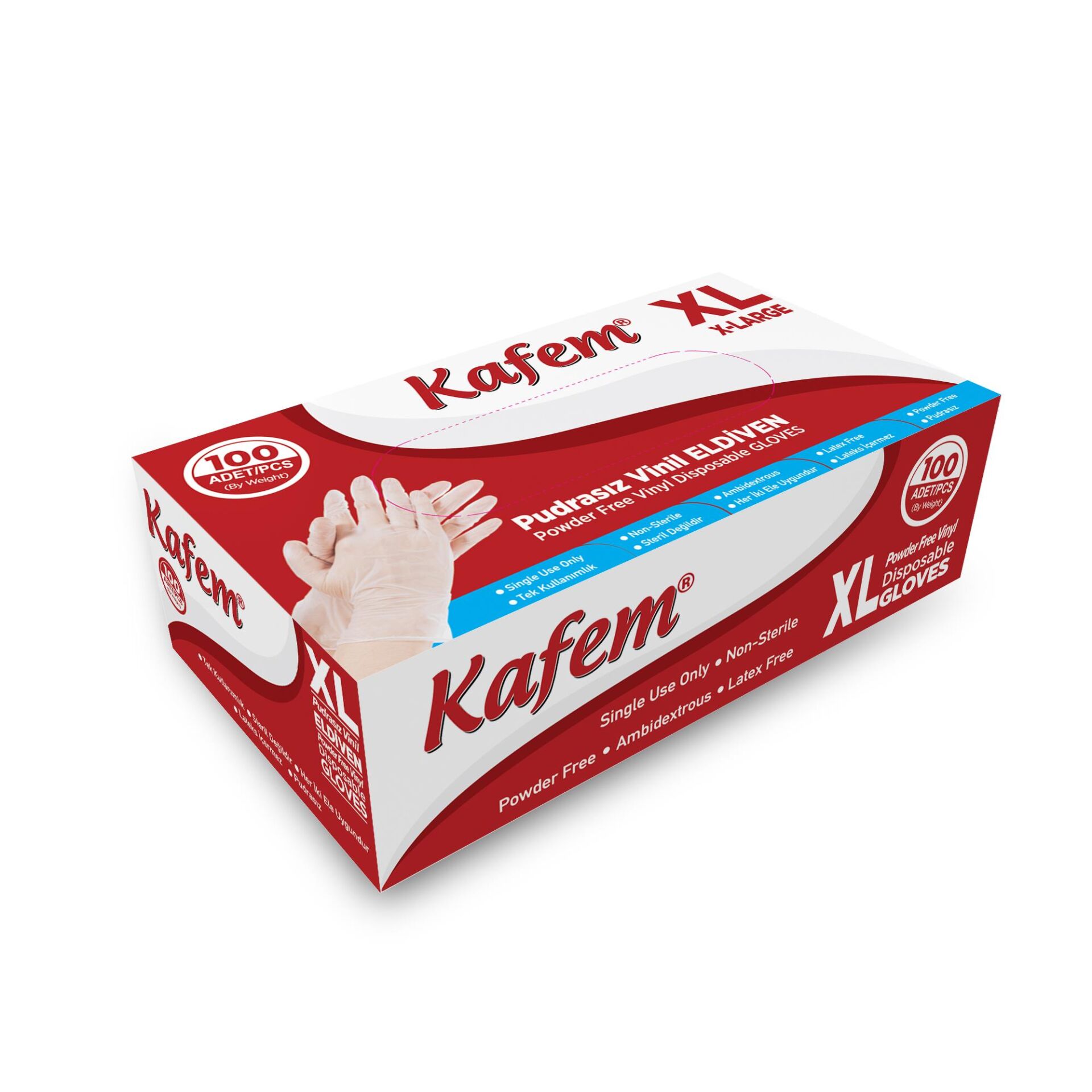 Kafem Beyaz Vinil Eldiveni Pudrasız (XL) 100 Adet