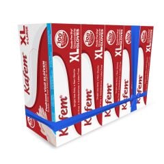 Kafem Beyaz Vinil Eldiveni Pudrasız (XL) 100 Adet x 5 Paket