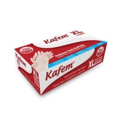 Kafem Beyaz Vinil Eldiveni Pudrasız (XL) 100 Adet x 5 Paket