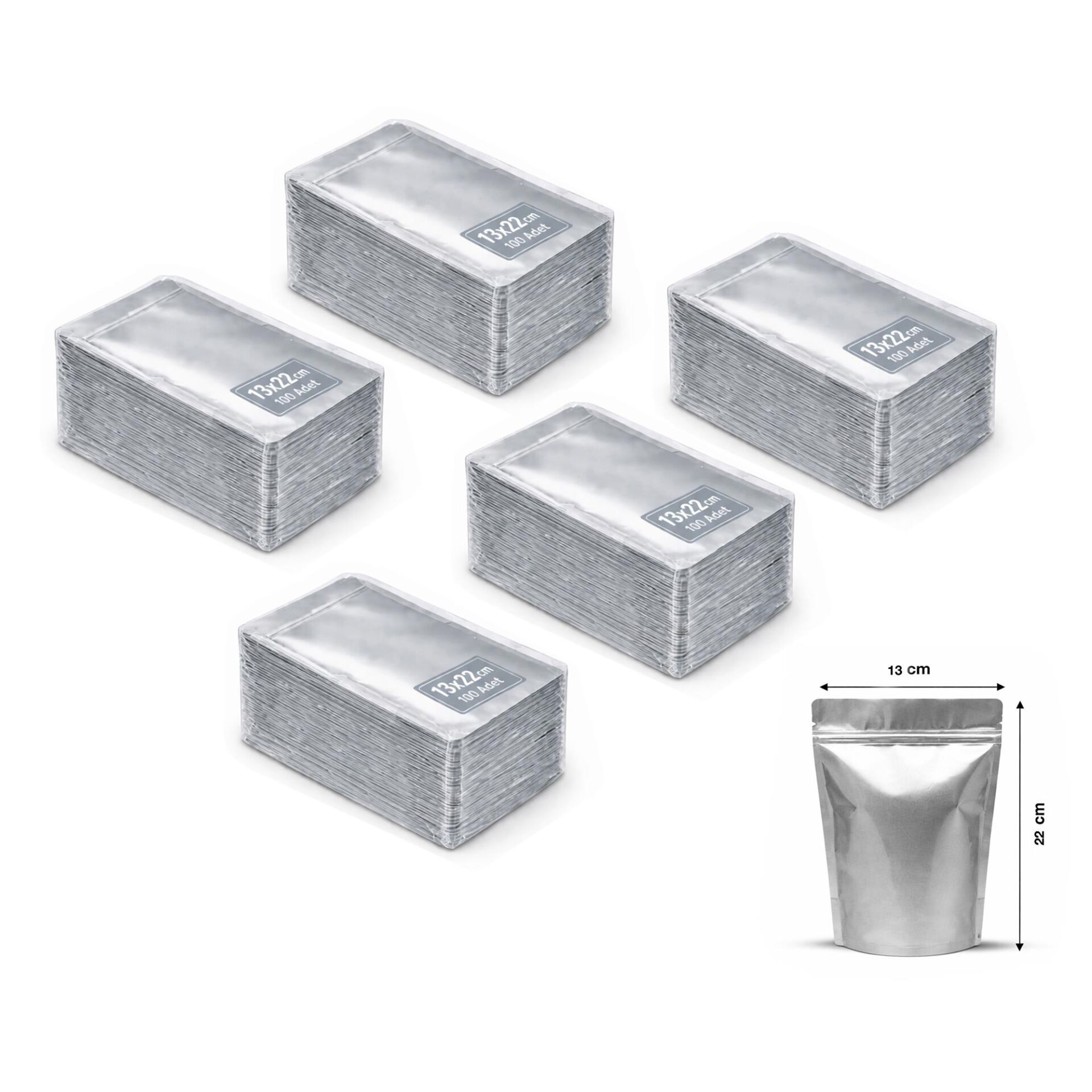 Doypak Şeffaf Metalize 13x22 cm 100 lü 5 Paket