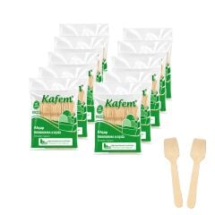 Kafem Ahşap Dondurma Kaşığı 50 Adet x 10 Paket