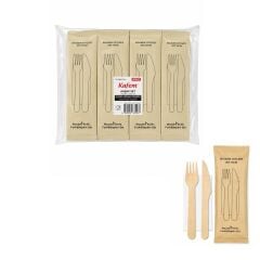 Ahşap Set Çatal-Bıçak-Peçete 50 Adet x 1 Paket