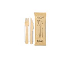 Ahşap Set Çatal-Bıçak-Peçete 50 Adet x 10 Paket