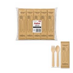 Ahşap Set Çatal-Kaşık-Peçete 50 Adet x 10 Paket