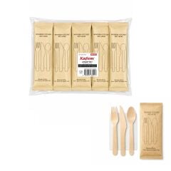 Ahşap Set Kaşık-Çatal-Peçete-Bıçak 50 Adet x 1 Paket