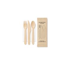 Ahşap Set Kaşık-Çatal-Peçete-Bıçak 50 Adet x 1 Paket