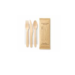Ahşap Set Kaşık-Çatal-Peçete-Bıçak 50 Adet x 10 Paket