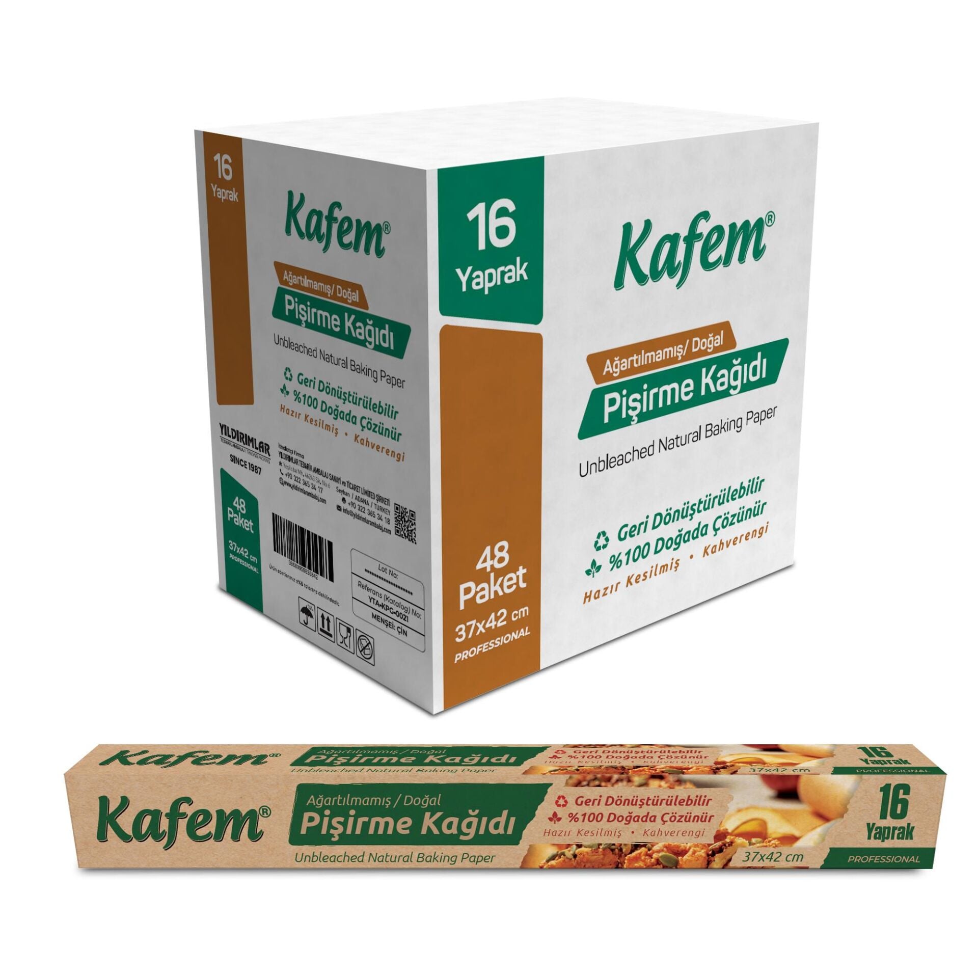 Kafem Yağlı Pişirme Kağıdı Doğal 37x42cm 16 Yaprak X 48 Adet (Koli)