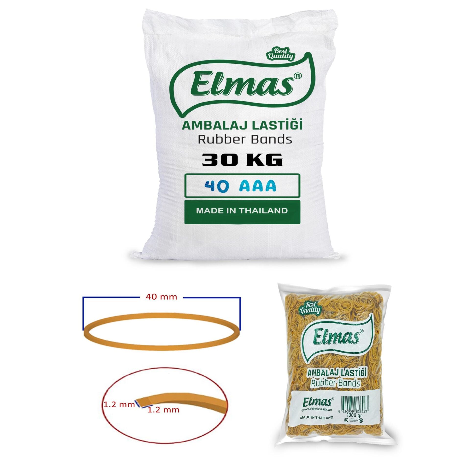 Elmas Ambalaj Lastiği 40 mm 30 Paket X 1000 Gram (Koli)