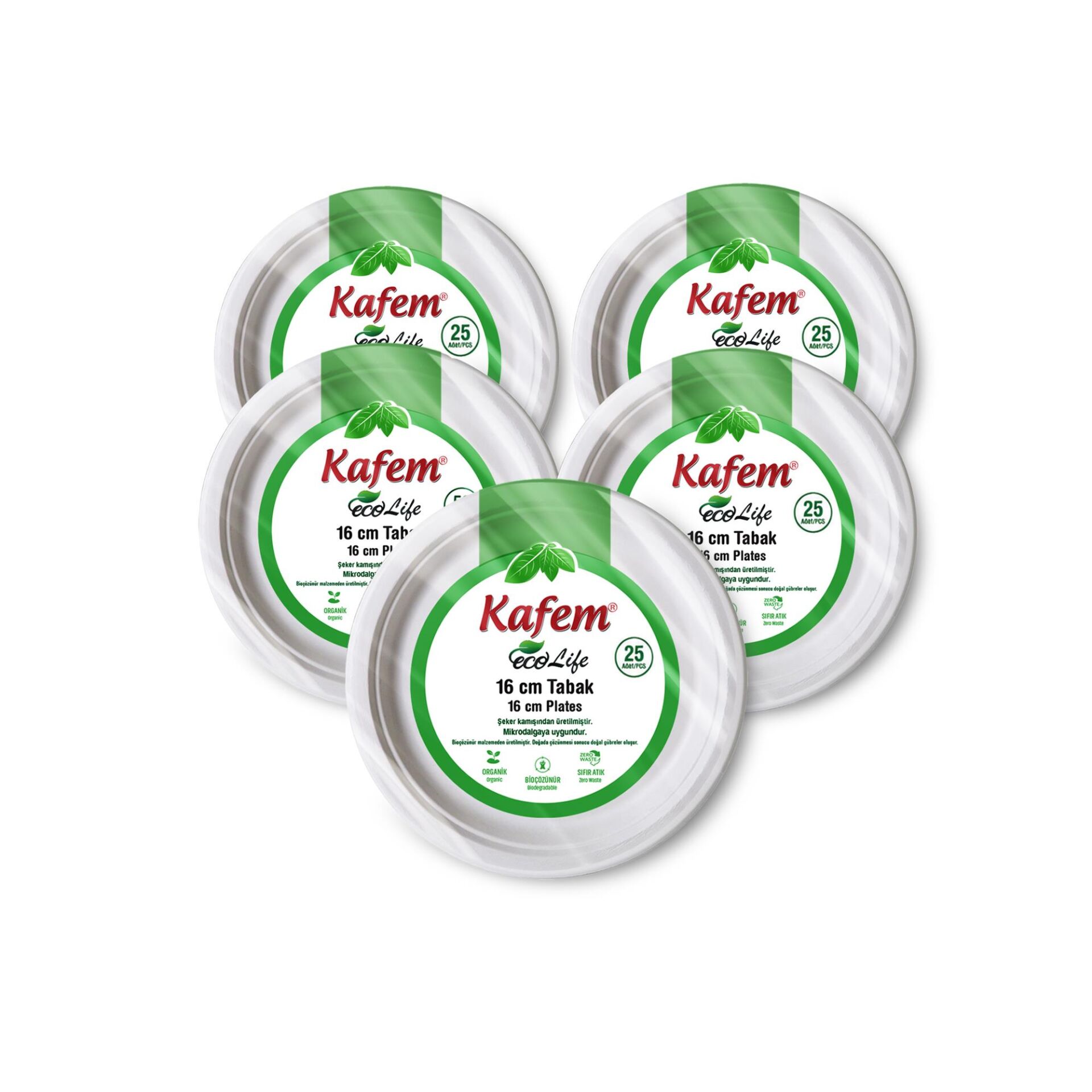 Kafem Ekolojik Karton Tabak 16 cm 25 li X 5 Paket
