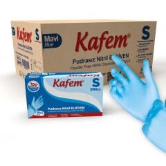 Kafem Mavi Nitril Eldiven Pudrasız (S) 100 Adet X 20 Paket (Koli)