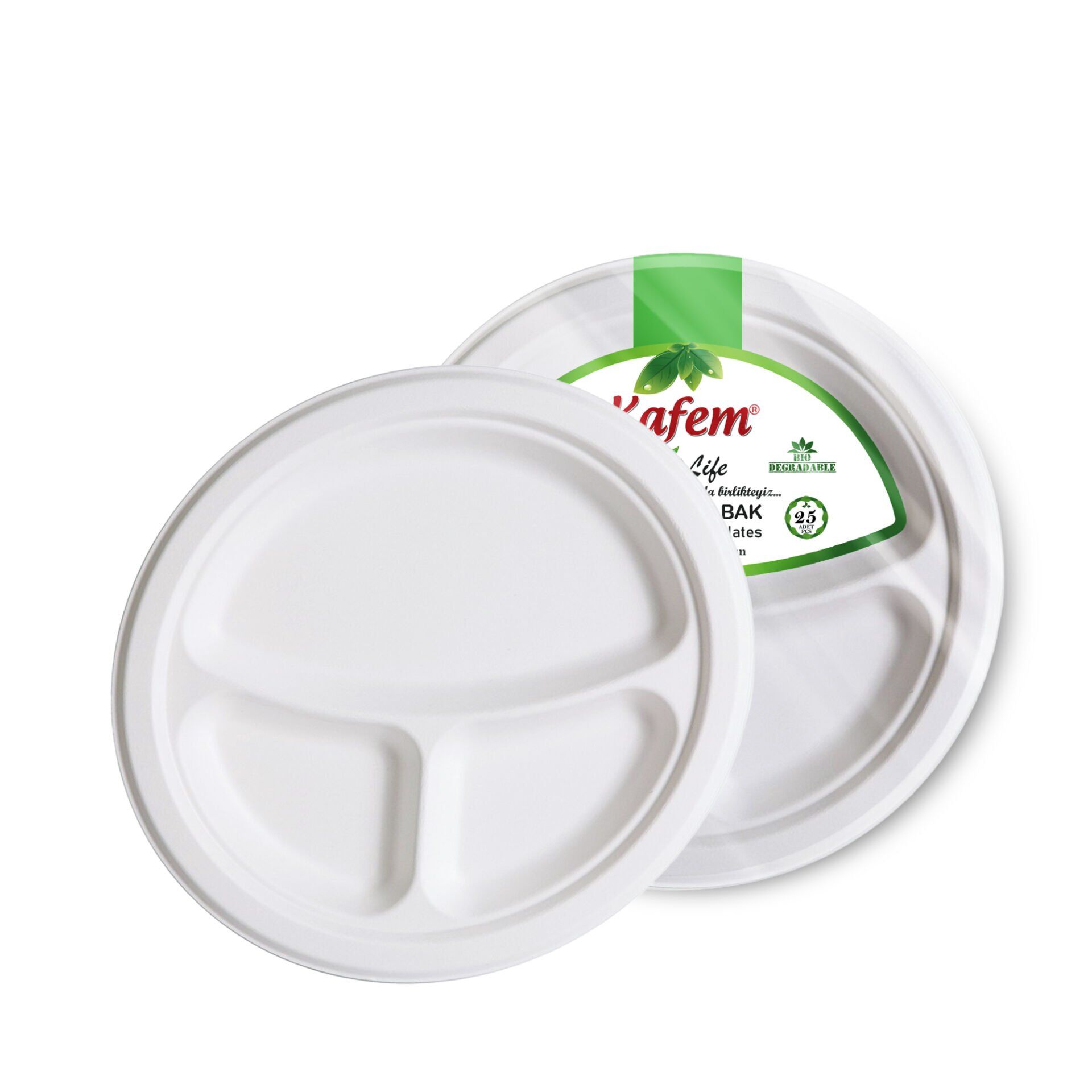 Ekolojik 26 cm 3 Gözlü Karton Tabak 25 Adet