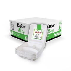 Kafem Ekolojik 3 Göz Kapaklı Karton Tabak 25 li X 10 Paket (Koli)