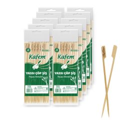 Kafem Yassı Çöp Şiş - Sunum Kürdanı 20 cm 50 Li x 10 Paket
