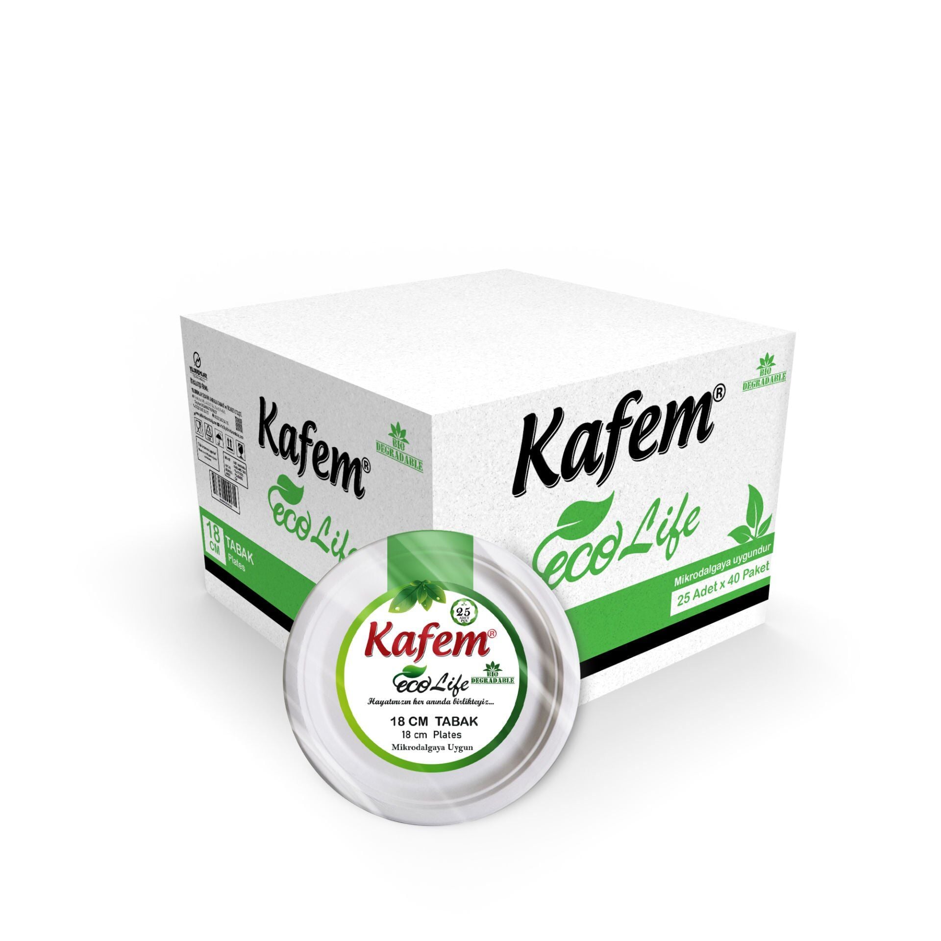 Kafem Ekolojik Karton Tabak 18 cm 25 li X 40 Paket (Koli)