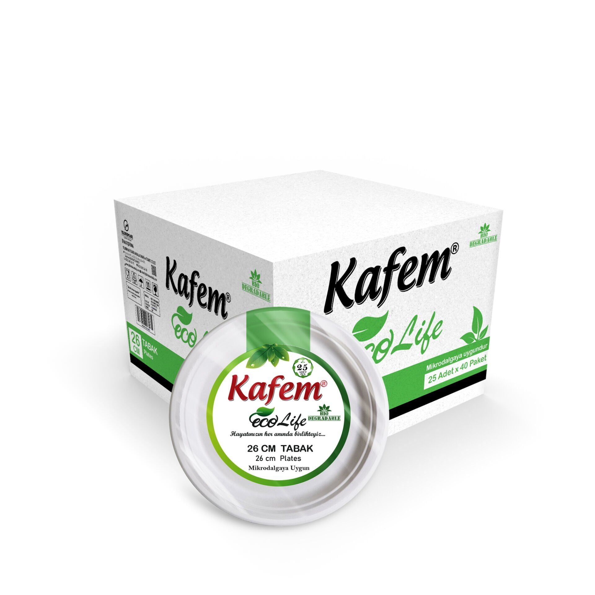 Kafem Ekolojik Karton Tabak 26 cm 25 li X 40 Paket (Koli)