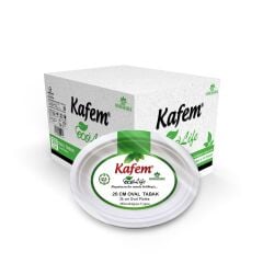 Kafem Ekolojik Karton Oval Tabak 26 cm 25 Li X 40 Paket (Koli)
