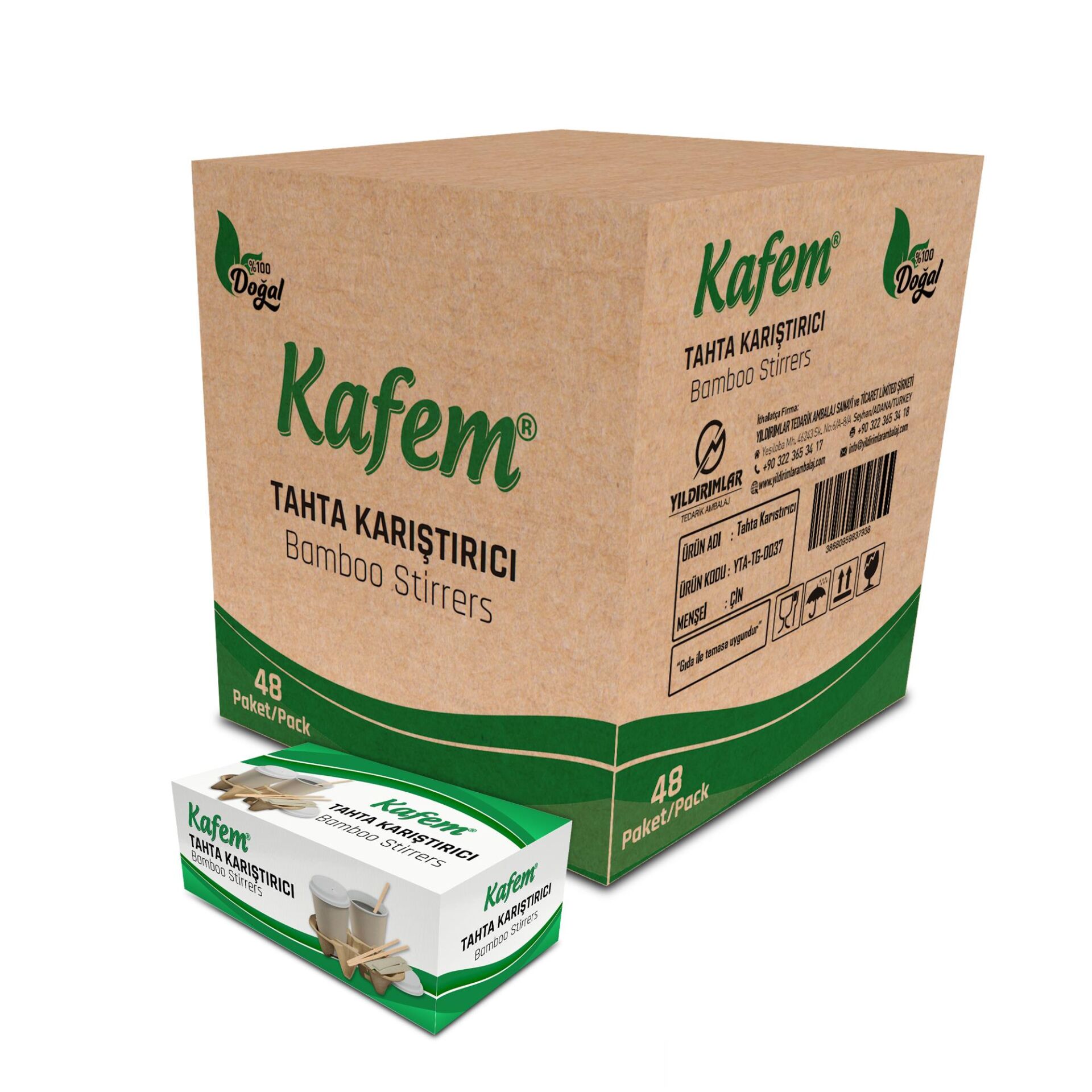 Ahşap Tahta Karıştırıcı 250 Li X 48 Paket (Koli) - Kafem