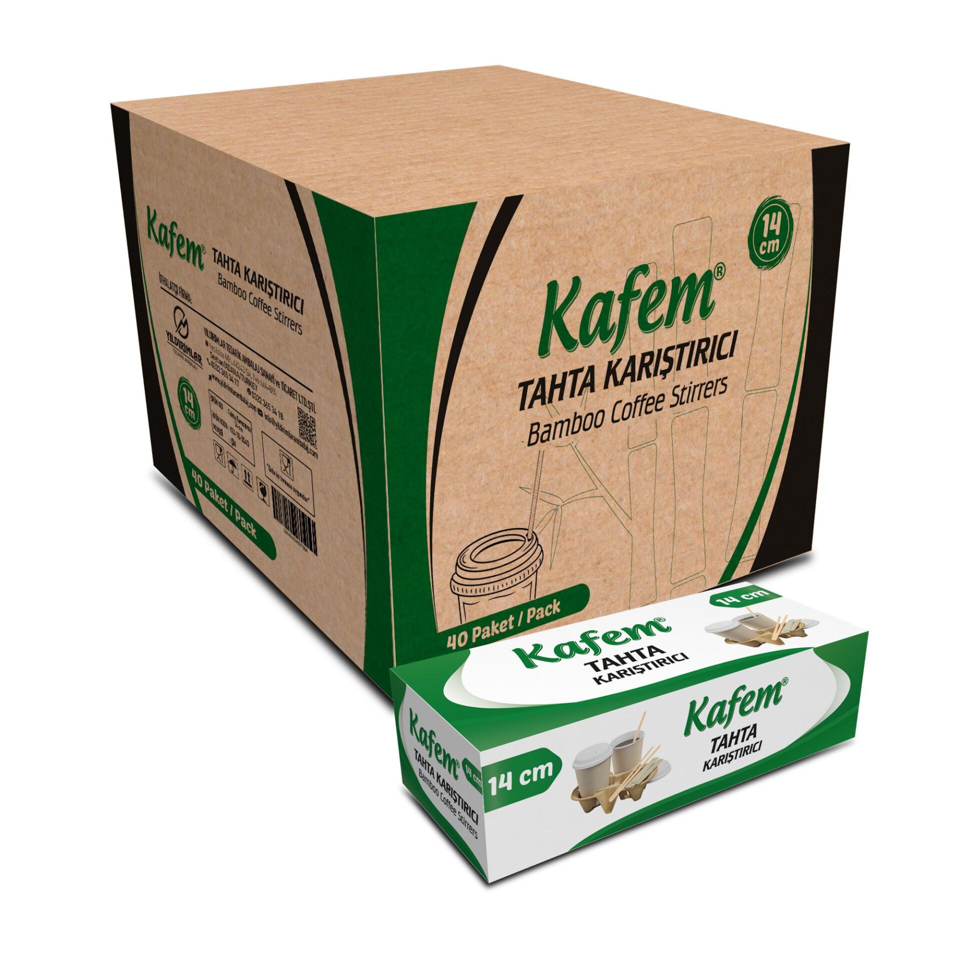 Ahşap Tahta Karıştırıcı 14 Cm 250 Li X 40 Paket  (Koli) - Kafem