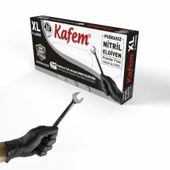 Kafem Siyah Nitril Eldiven Pudrasız Ekstra Kalın (XL) 50 Lİ X 20 Paket