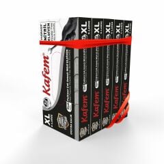 Kafem Siyah Nitril Eldiven Pudrasız Ekstra Kalın (XL) 50 Li X 5 Paket