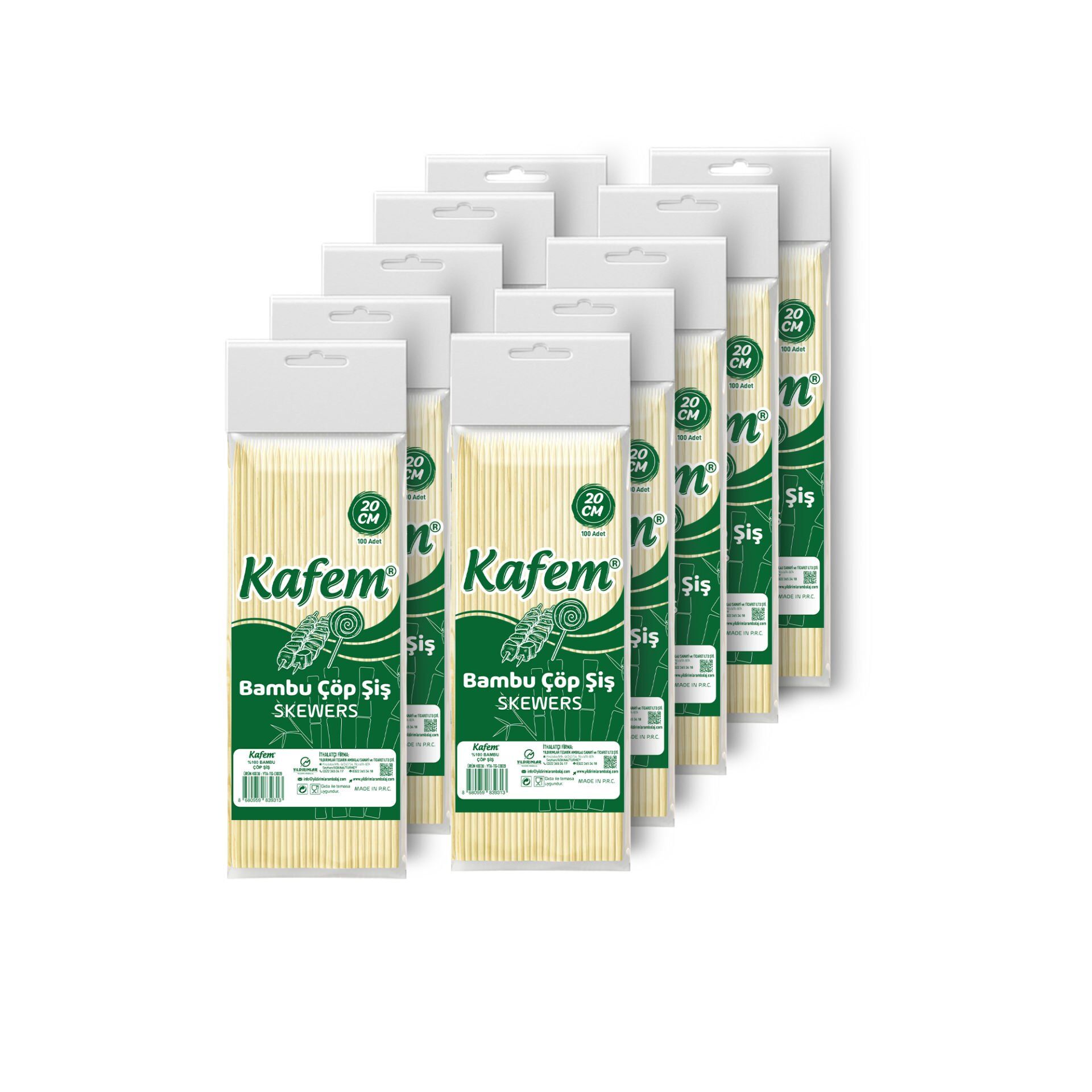 Kafem Bambu Çöp Şiş 20 cm 100 Lü X 10 Paket
