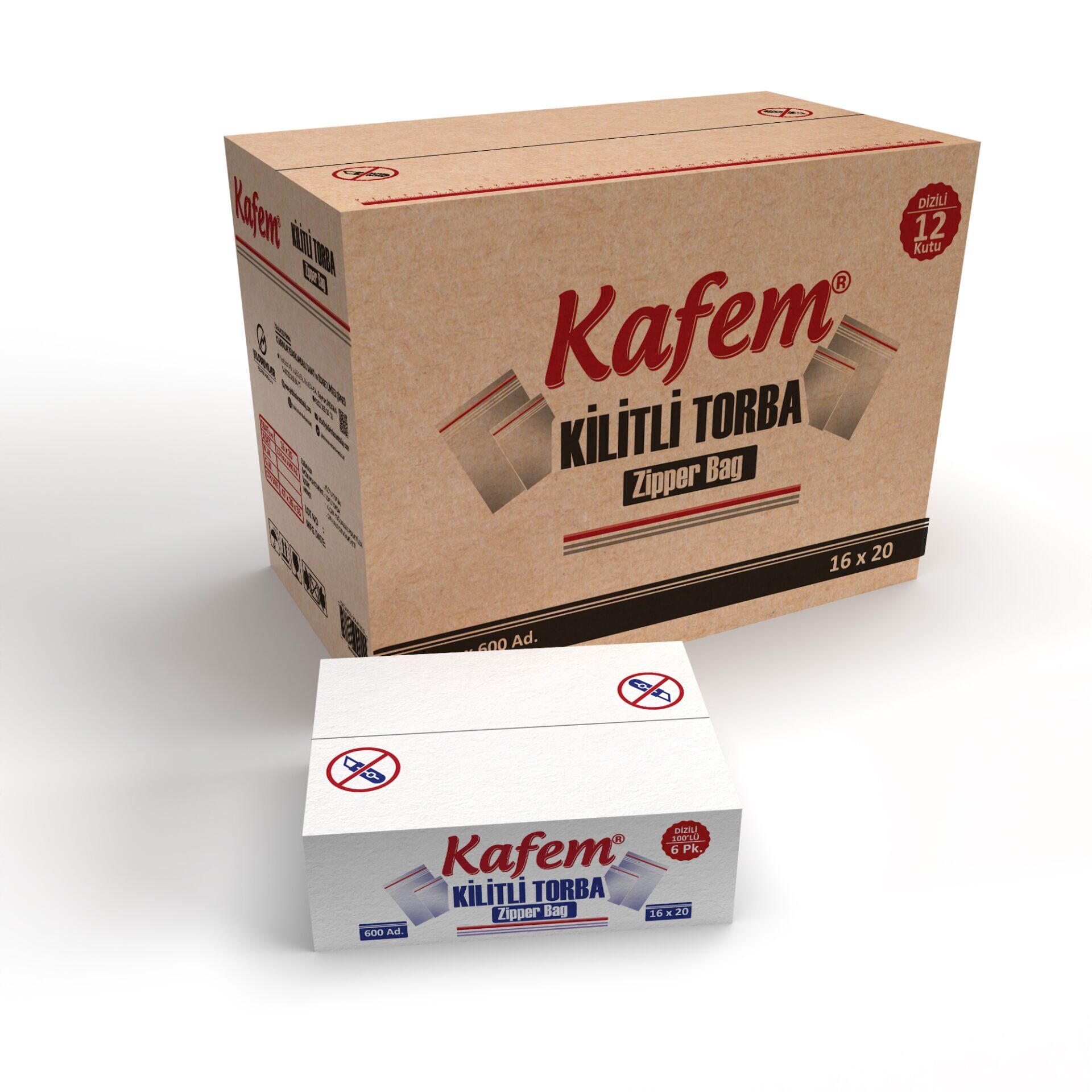 16 X 20 cm Kilitli Poşet / Naylon Torba  ( 7.200 Adet ) Koli  -  Kafem