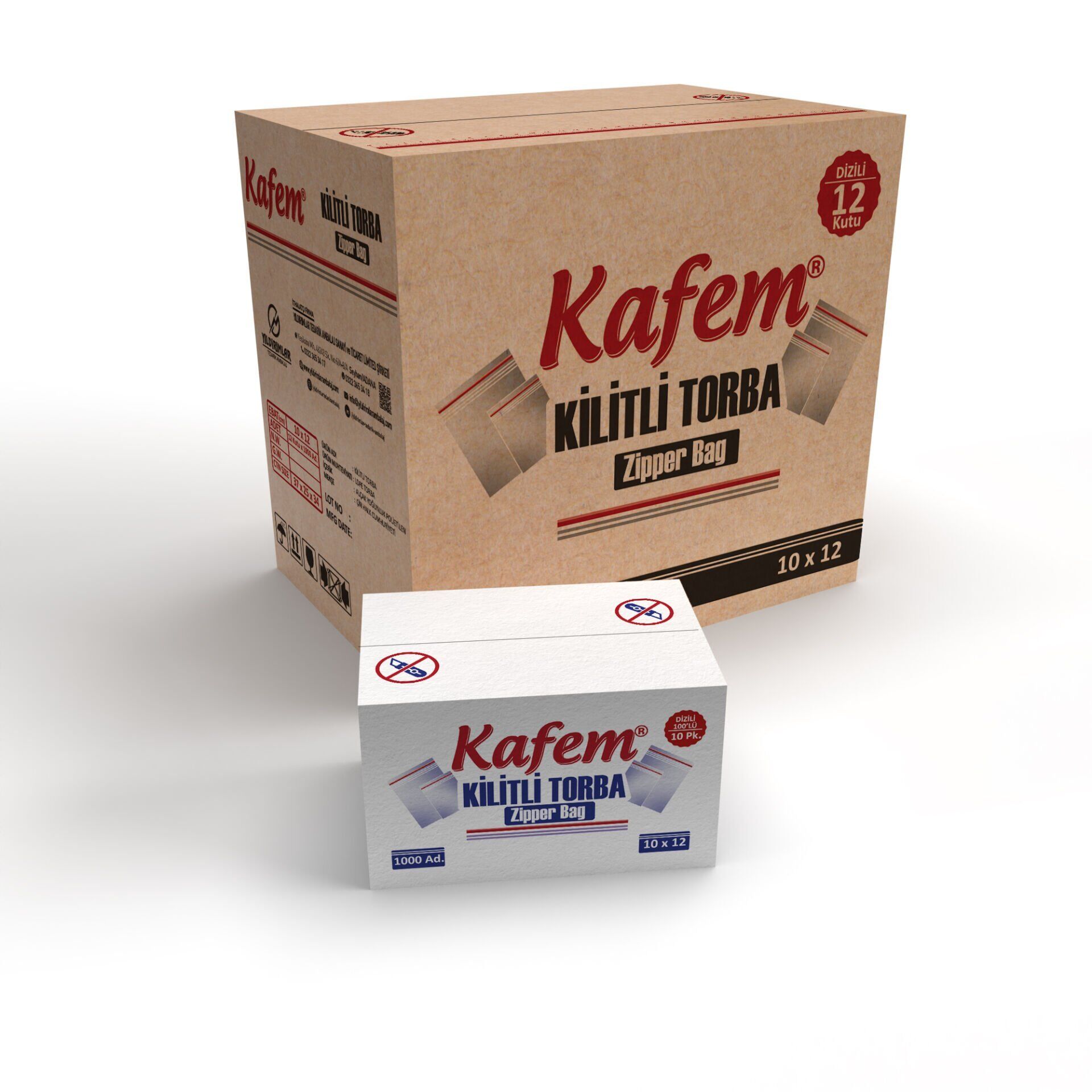 10 X 12 cm Kilitli Poşet / Naylon Torba  (12.000 Adet ) Koli  -  Kafem