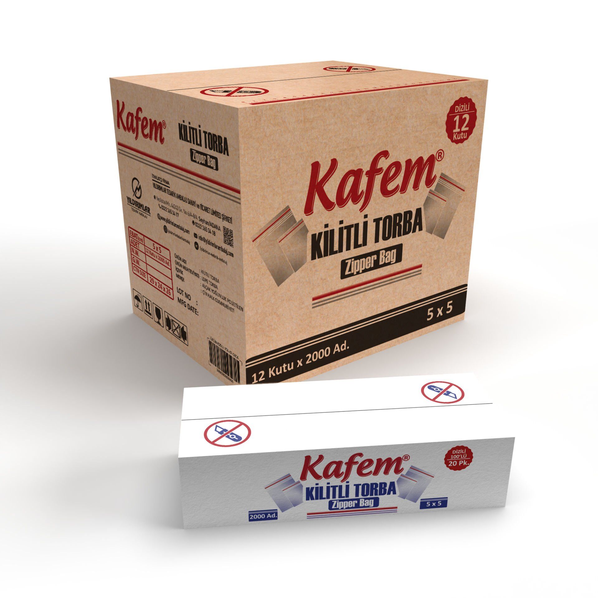 5 X 5 cm Kilitli Poşet / Naylon Torba  (24.000 Adet ) Koli -  Kafem