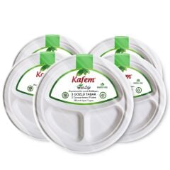 Ekolojik 26 cm 3 Gözlü Karton Tabak 25 li X 5 Paket