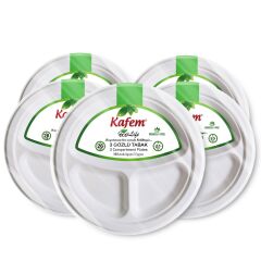 Ekolojik 26 cm 3 Gözlü Karton Tabak 25 li X 5 Paket