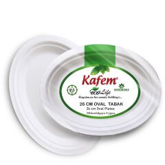 Kafem Ekolojik Karton Oval Tabak 26 cm 25 Li x 5 Paket