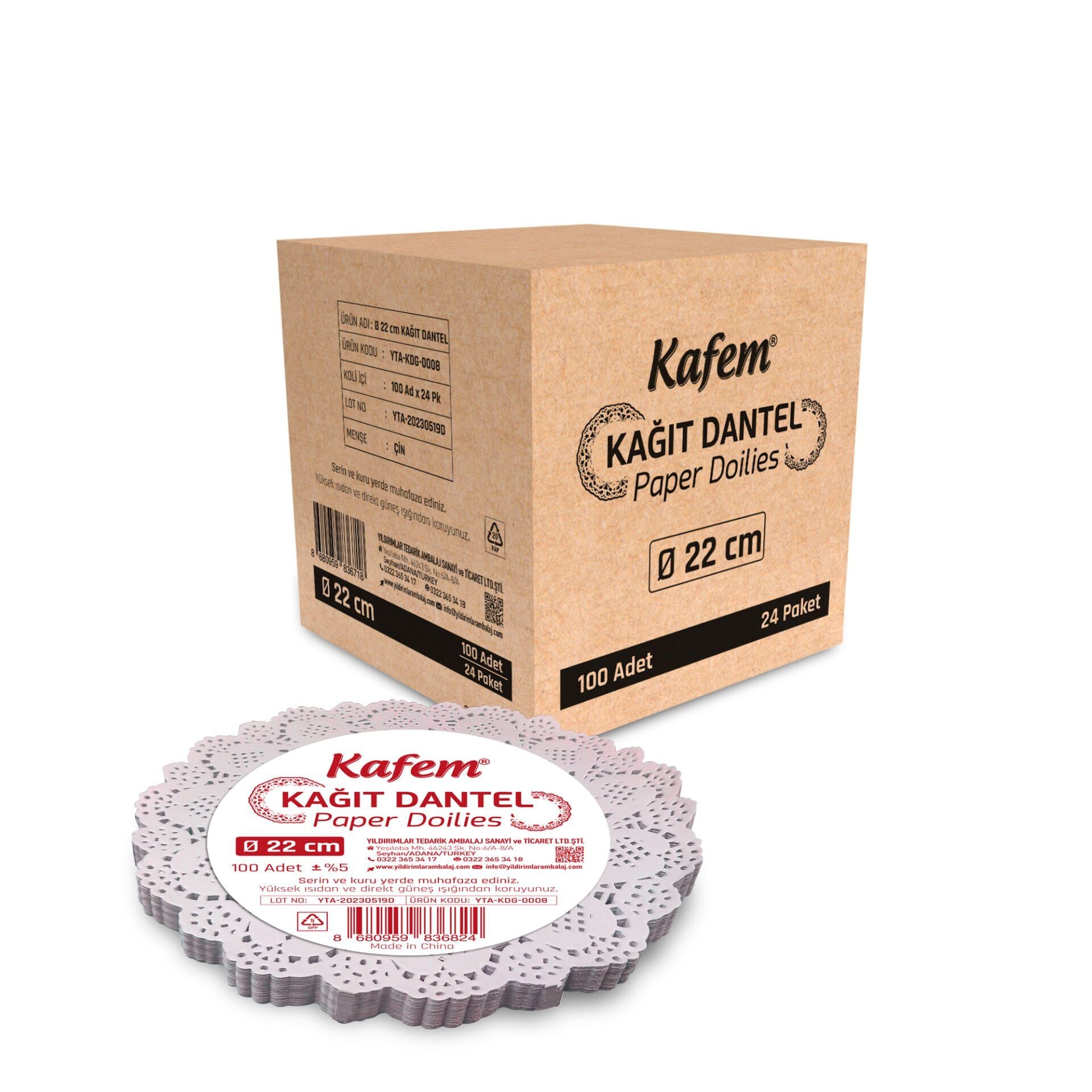 Kafem Dantel Kağıt 22 cm 100 Lü x 24 Paket