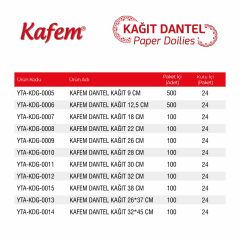 Kafem Dantel Kağıt 26 cm 100 Lü x 24 Paket