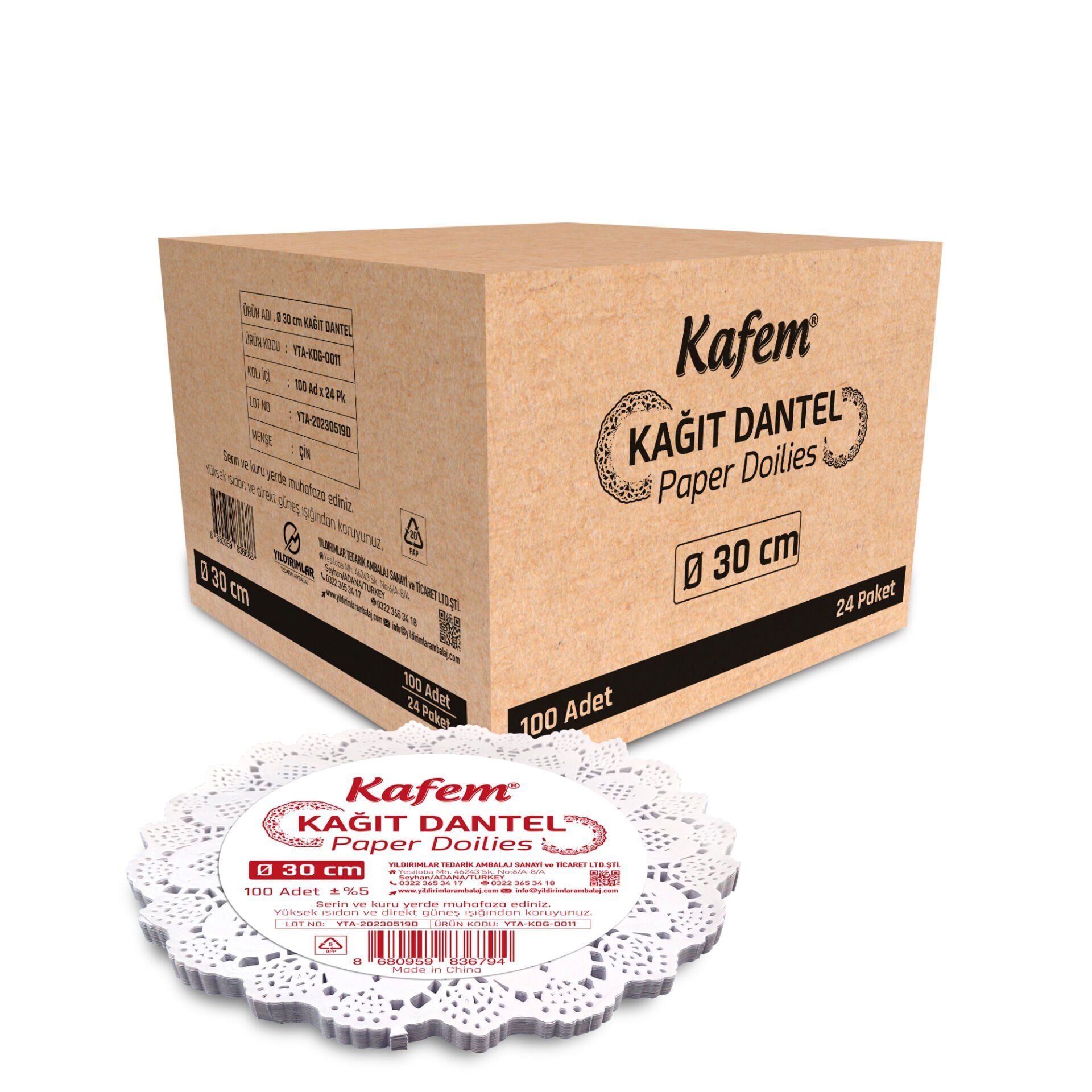 Kafem Dantel Kağıt 30 cm 100 Lü x 24 Paket