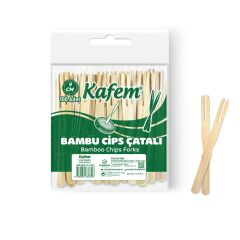 Kafem Bambu Cips Çatalı 9 cm 100 Lü X 100 Paket (Koli)