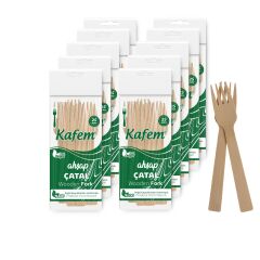 Kafem Ahşap Çatal 25 Li X 100 Paket (Koli)