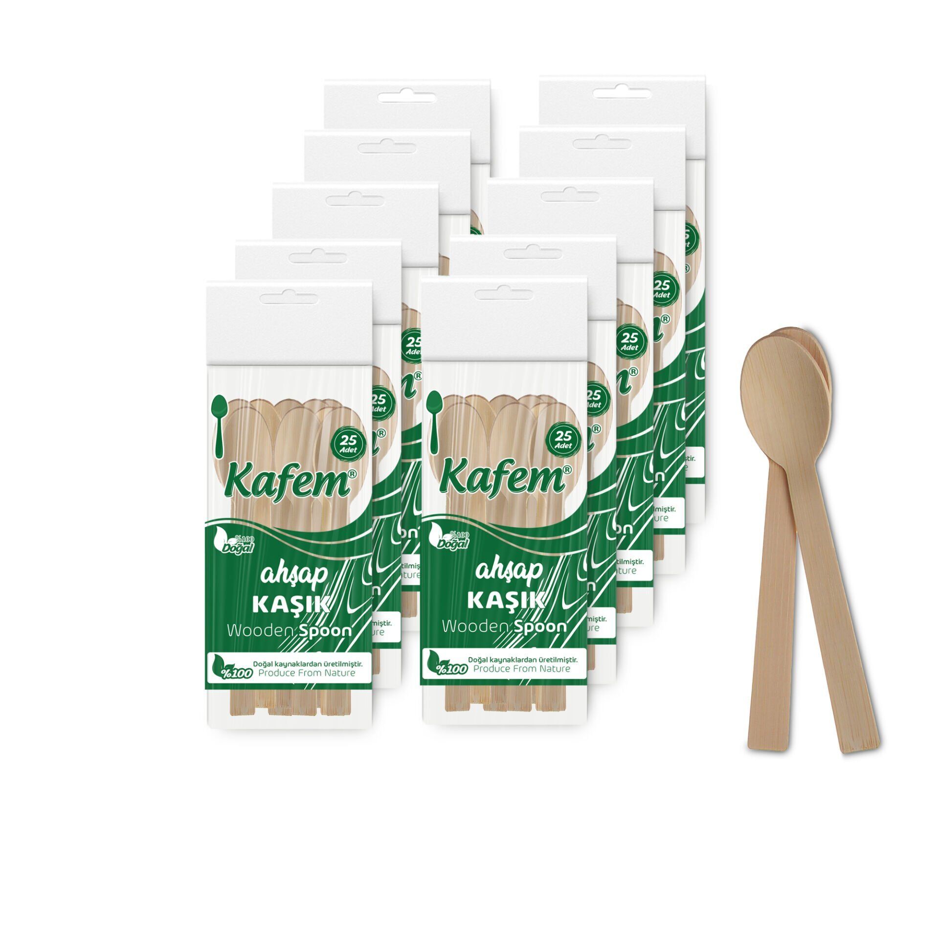 Kafem Ahşap Kaşık 25 Li X 10 Paket