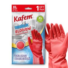 Kafem Temizlik Eldiveni (10-10,5) XLarge Kırmızı X 5 Paket